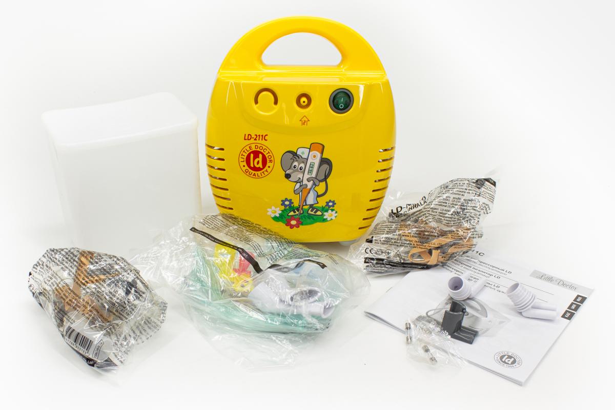 Компрессорный ингалятор небулайзер LD-211 желтый детский Little Doctor